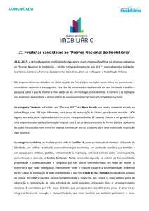 21 Finalistas candidatos ao `Prémio Nacional do Imobiliário`