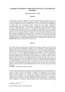 o rigor científico como questão ética em edmund husserl