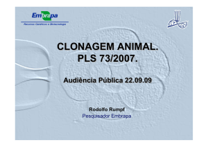CLONAGEM ANIMAL. PLS 73/2007. CLONAGEM ANIMAL