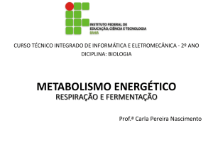 Metabolismo energético - (CURSINHO PRÉ-ENEM)