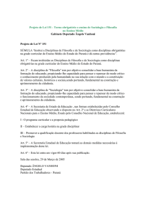 Projeto de Lei 151 - Torna obrigatório o ensino de Sociologia e