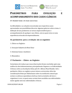 parâmetros para evolução e acompanhamento dos casos clínicos