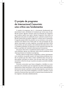 O projeto de programa da Internacional Comunista: uma crítica aos