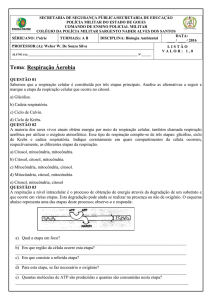 Tema: Respiração Áerobia - CPMG Sargento Nader Alves dos Santos