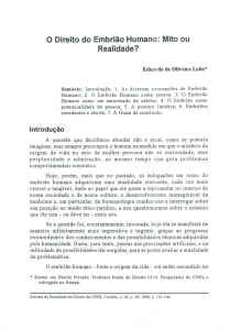 o Direito do Embrião Humano: Mito ou Realidade?