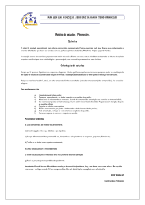 Roteiro de estudos 2º trimestre. Química Orientação de estudos