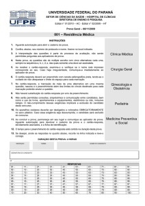 UNIVERSIDADE FEDERAL DO PARANÁ 001 – Residência Médica