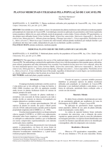 plantas medicinais utilizadas pela população de cascavel/pr