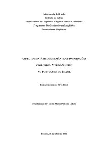 ASPECTOS SINTÁTICOS E SEMÂNTICOS DAS ORAÇÕES COM