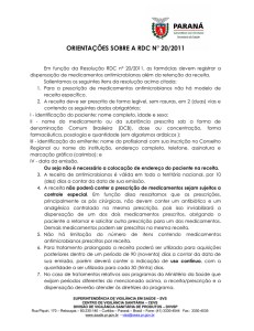 Orientações SESA sobre RDC nº20/2011
