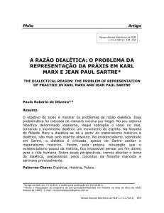 a razão dialética: o problema da representação da práxis em