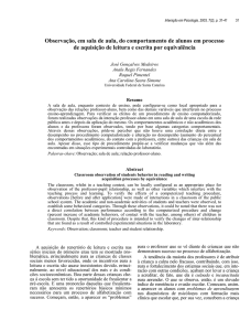 Observação, em sala de aula, do comportamento de alunos em