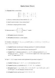 Álgebra Linear: Prova I. - IME-USP