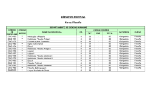 CÓDIGO DE DISCIPLINA Curso: Filosofia