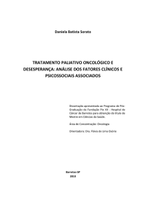 tratamento paliativo oncológico e desesperança