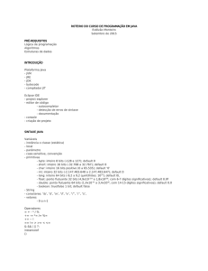 Roteiro do curso de programação em Java