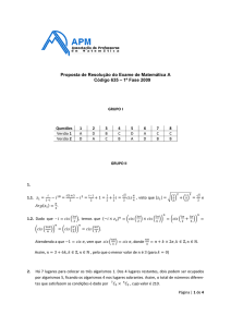 Proposta de Resolução do Exame de Matemática A Código 635 – 1ª