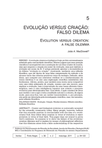 Evolução VERSUS criação: falso dilEma