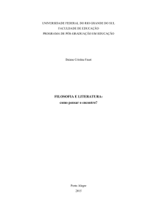 FILOSOFIA E LITERATURA: como pensar o encontro?