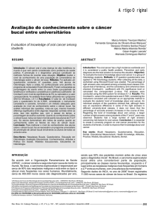 Avaliação do conhecimento sobre o câncer