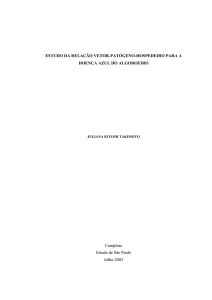 ESTUDO DA RELAÇÃO VETOR-PATÓGENO-HOSPEDEIRO