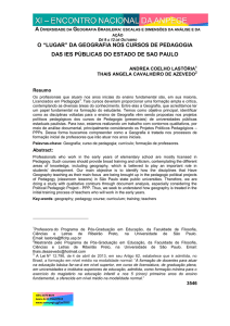 O “LUGAR” DA GEOGRAFIA NOS CURSOS DE PEDAGOGIA DAS