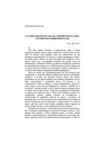 classes gramaticais: sua importância para o ensino da morfossintaxe