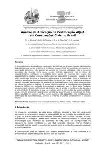 Análise da Aplicação da Certificação AQUA em Construções Civis