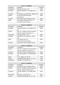 7º Ano A – 15/05/2012 DISCIPLINA ATIVIDADE ENTREGA