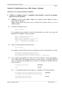 Tutorial 1: Familiarização com o JDK, Eclipse e