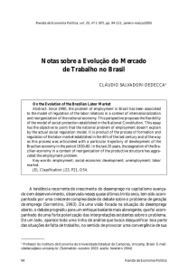 Notas sobre a Evolução do Mercado de Trabalho no Brasil