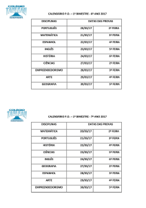 CALENDÁRIO P.O. – 1º BIMESTRE