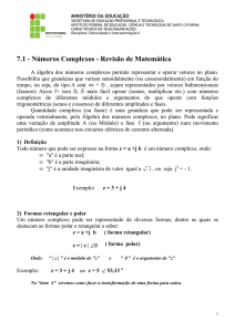 7.1 - Números Complexos - Revisão de Matemática