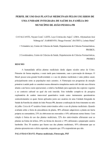 PERFIL DE USO DAS PLANTAS MEDICINAIS PELOS USUÁRIOS