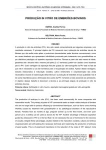 PRODUÇÃO IN VITRO DE EMBRIÕES BOVINOS