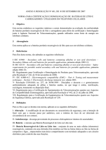 Norma para Certificação e Homologação de Baterias de Lítio e