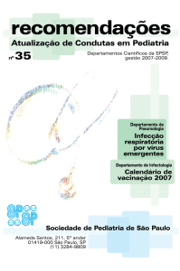 Calendário de vacinação 2007 - Sociedade de Pediatria de São Paulo