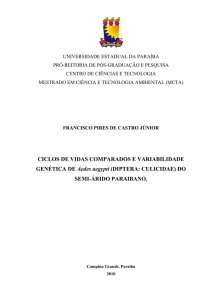 CICLOS DE VIDAS COMPARADOS E VARIABILIDADE GENÉTICA