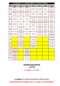 Calendário de Provas - Manhã - P1