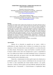 TERRITÓRIO, IDENTIDADE E TERRITORIALIDADES EM