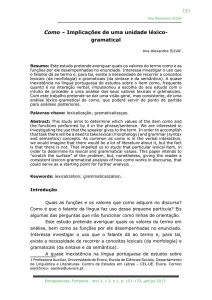 Como – Implicações de uma unidade léxico