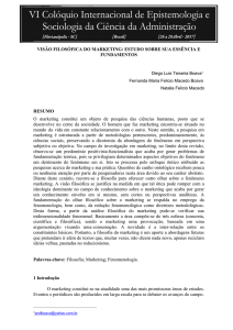 VISÃO FILOSÓFICA DO MARKETING: ESTUDO SOBRE SUA
