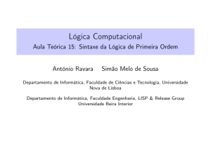 Lógica Computacional - Aula Teórica 15: Sintaxe da Lógica de