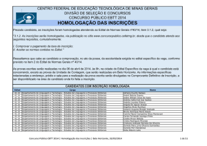 Confira aqui o resultado da homologação das inscrições - cefet-mg