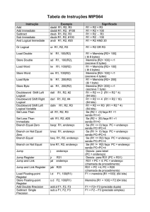 Tabela de Instru&ccedil;&otilde;es MIPS64