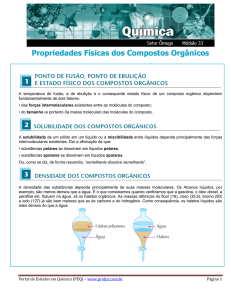 Propriedades Físicas dos Compostos Orgânicos