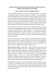 Release Circuito de Palestras e Oficinas de Teatro Acessível no RJ