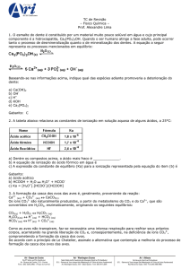 TC de Revisão – Fisico Química – Prof. Alexandre Lima 1. O