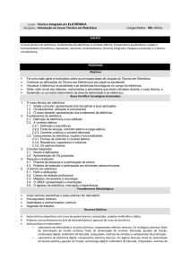 Curso: Técnico Integrado em ELETRÔNICA Disciplina: Introdução