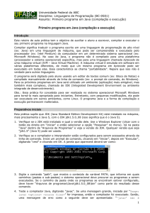 Primeiro programa em Java (compilação e execução)